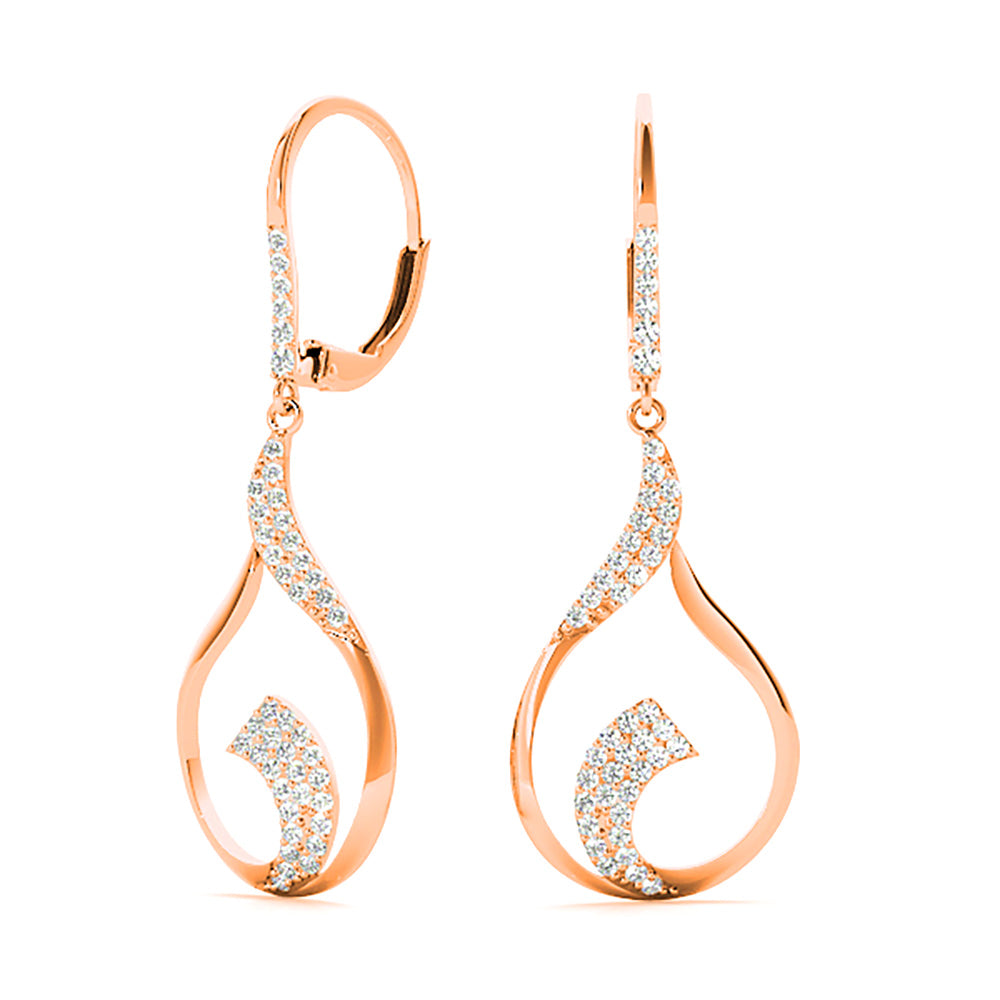 0.45 ctw Diamond Drop Earrings Modern Cocktail Style-VIRABYANI